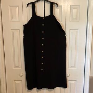 Ava & Viv Black Midi Dress with Gold Buttons